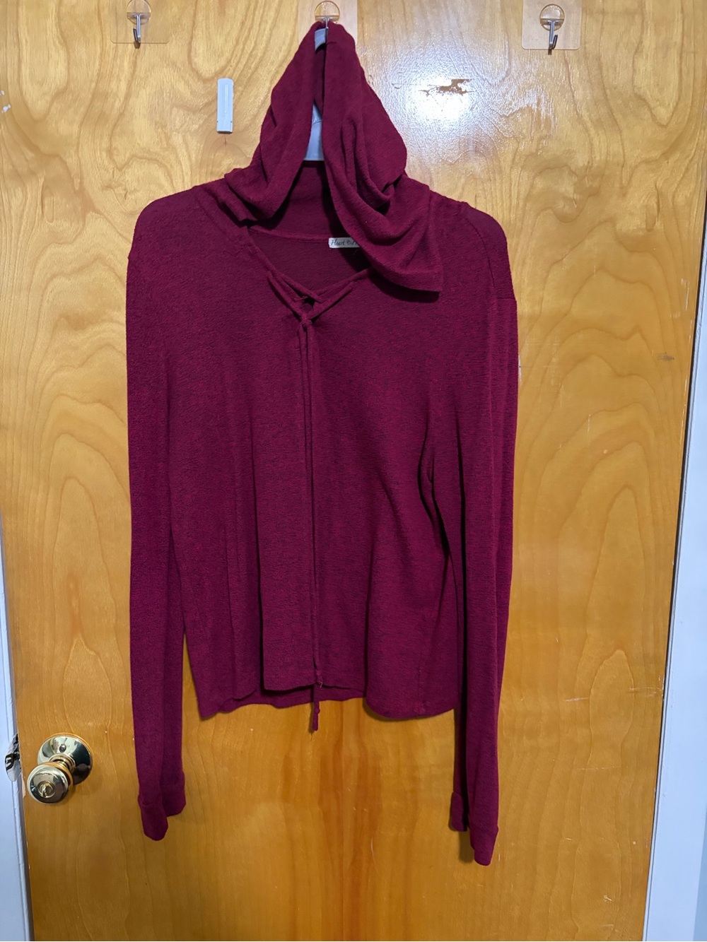 Heart Hips Deep Wine Hooded Knit Cardigan